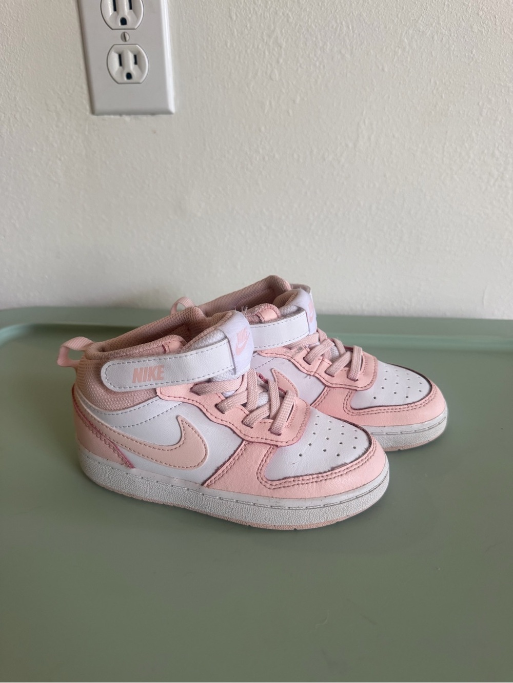 Nike Kids Pink and White Mid-Top Sneakers